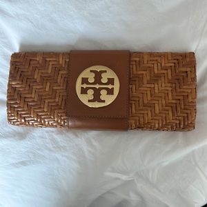 Tory Burch Saffiano Rattan Clutch Purse